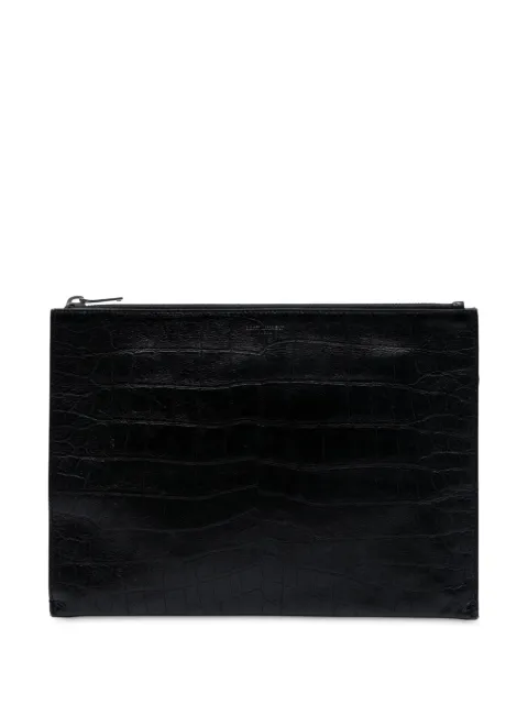 Saint Laurent Pre-Owned 2016 Croc Embossed Leather clutch bag