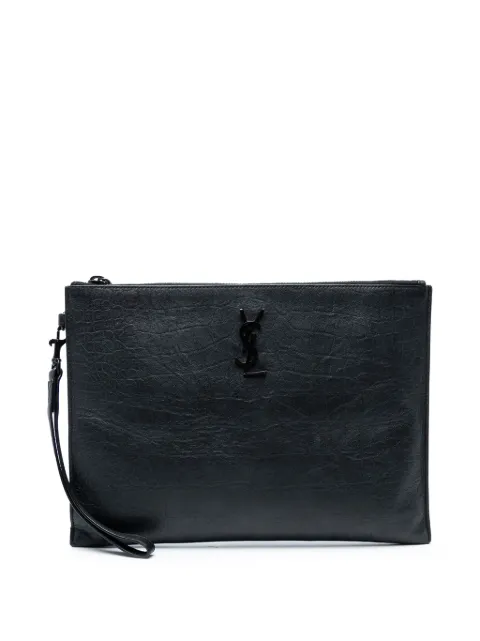 Saint Laurent Pre-Owned 2022 Croc Embossed Monogram Zip Pouch clutch bag