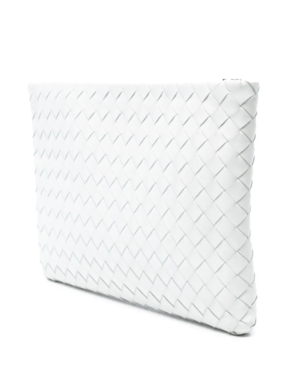Pre-owned Bottega Veneta 2012-2025 Nappa Intrecciato Wristlet Clutch Bag In White