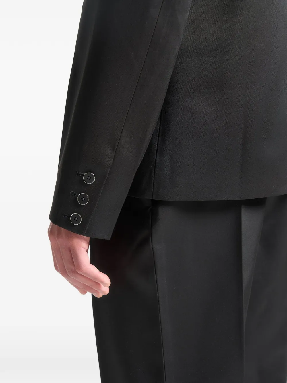 Manière De Voir Gaston satin double-breasted suit jacket Zwart