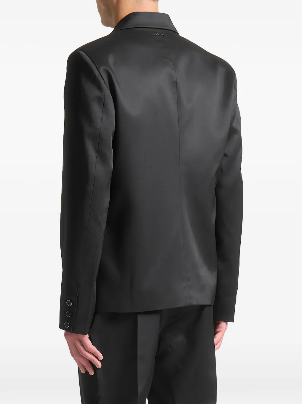 Manière De Voir Gaston satin double-breasted suit jacket Zwart