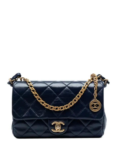 CHANEL Pre-Owned 2021-2025 CC Quilted Lambskin Coin Chain Flap satchel