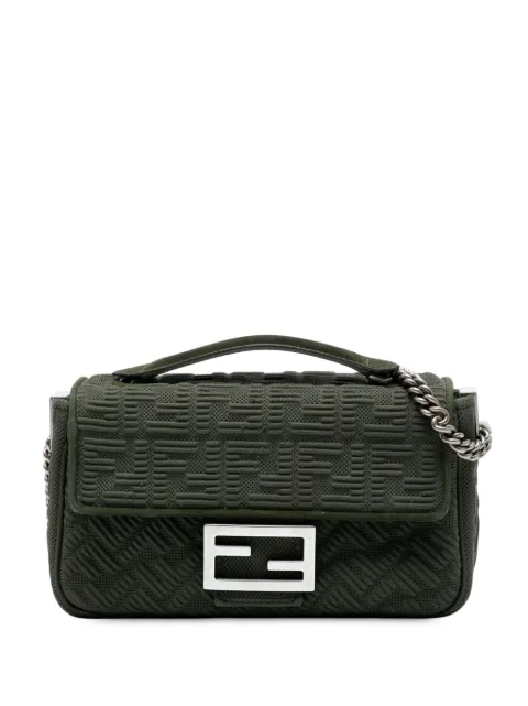 Fendi Pre-Owned 2021-2025 Zucca Embossed Technical Fabric Chain Midi Baguette shoulder bag