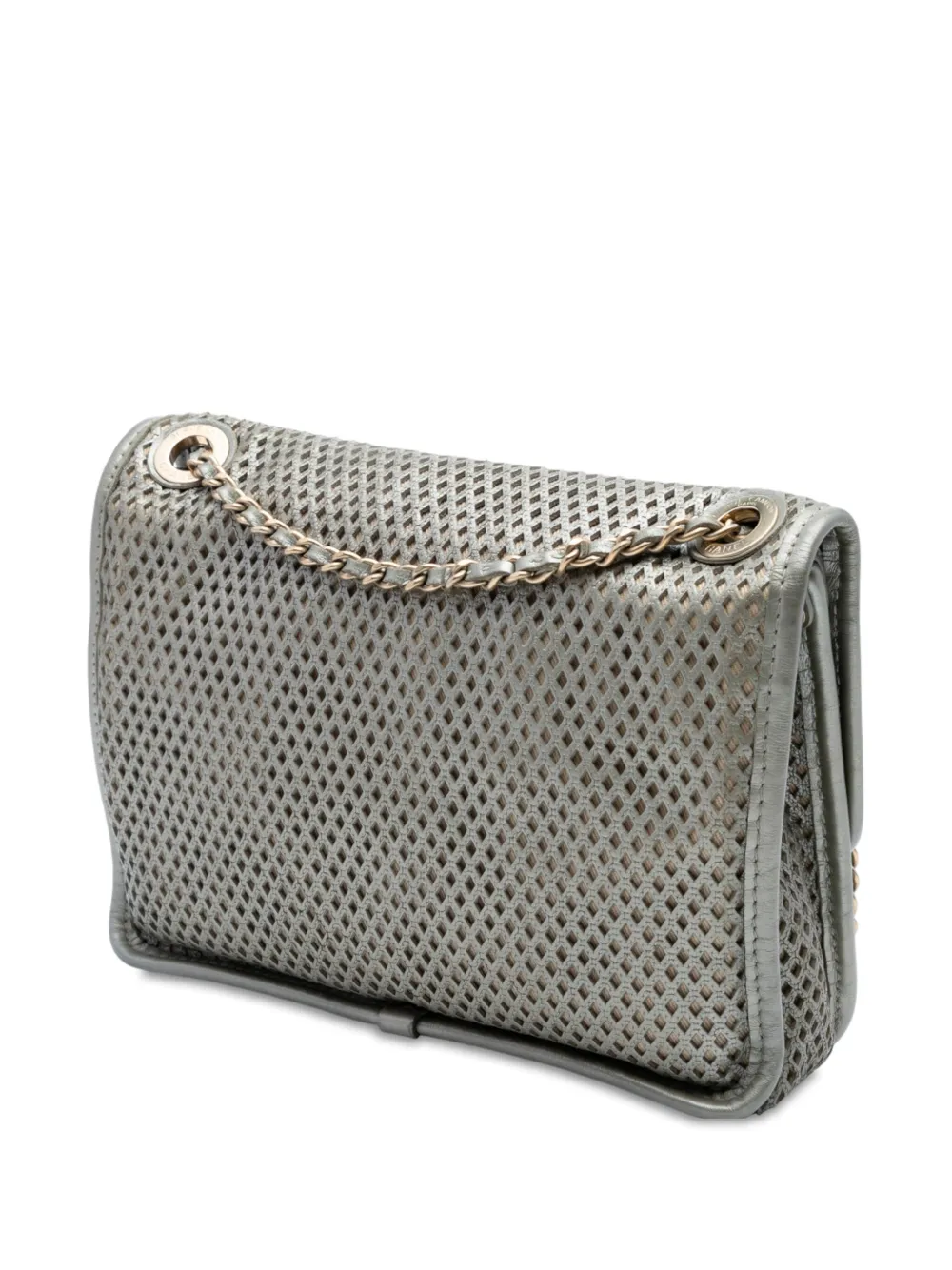 Pre-owned Chanel 2012-2013 Small Perforated Calfskin Up In The Air Flap Shoulder Bag In Silver