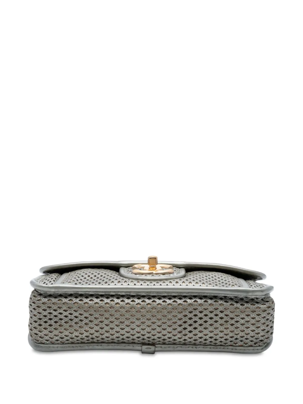 Pre-owned Chanel 2012-2013 Small Perforated Calfskin Up In The Air Flap Shoulder Bag In Silver