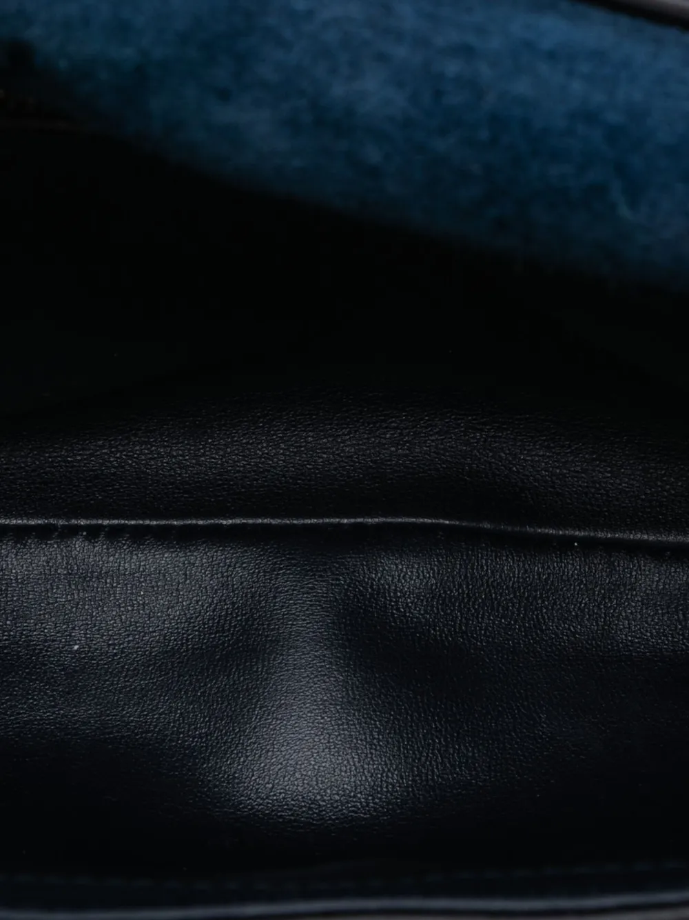 Pre-owned Gucci 2016-2025 Small Suede Blondie Chain Satchel In Blue