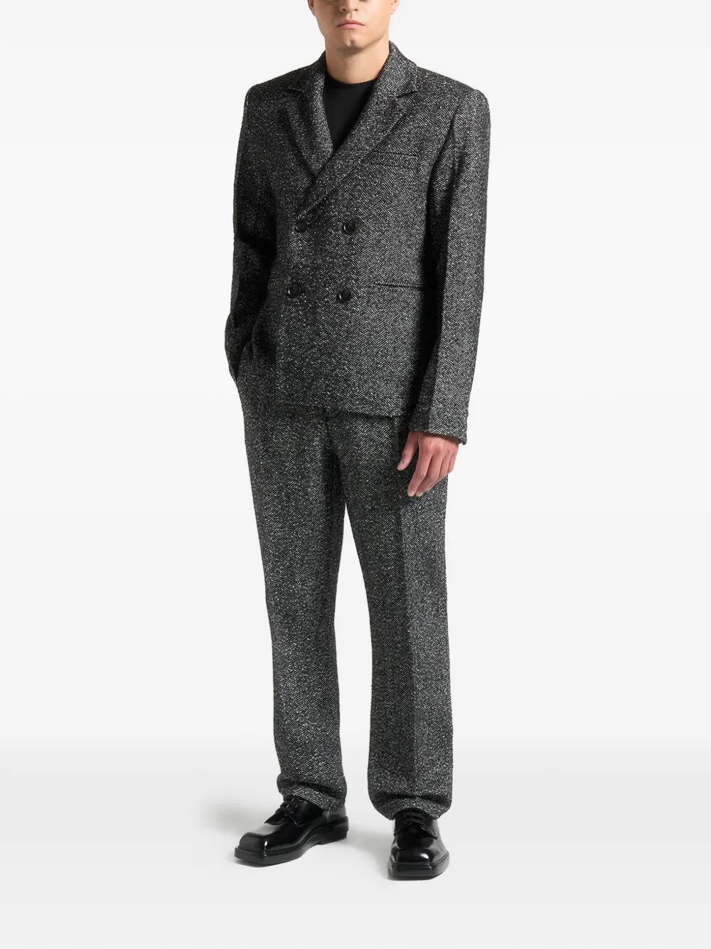 Manière De Voir Joseph herringbone trousers - Zwart