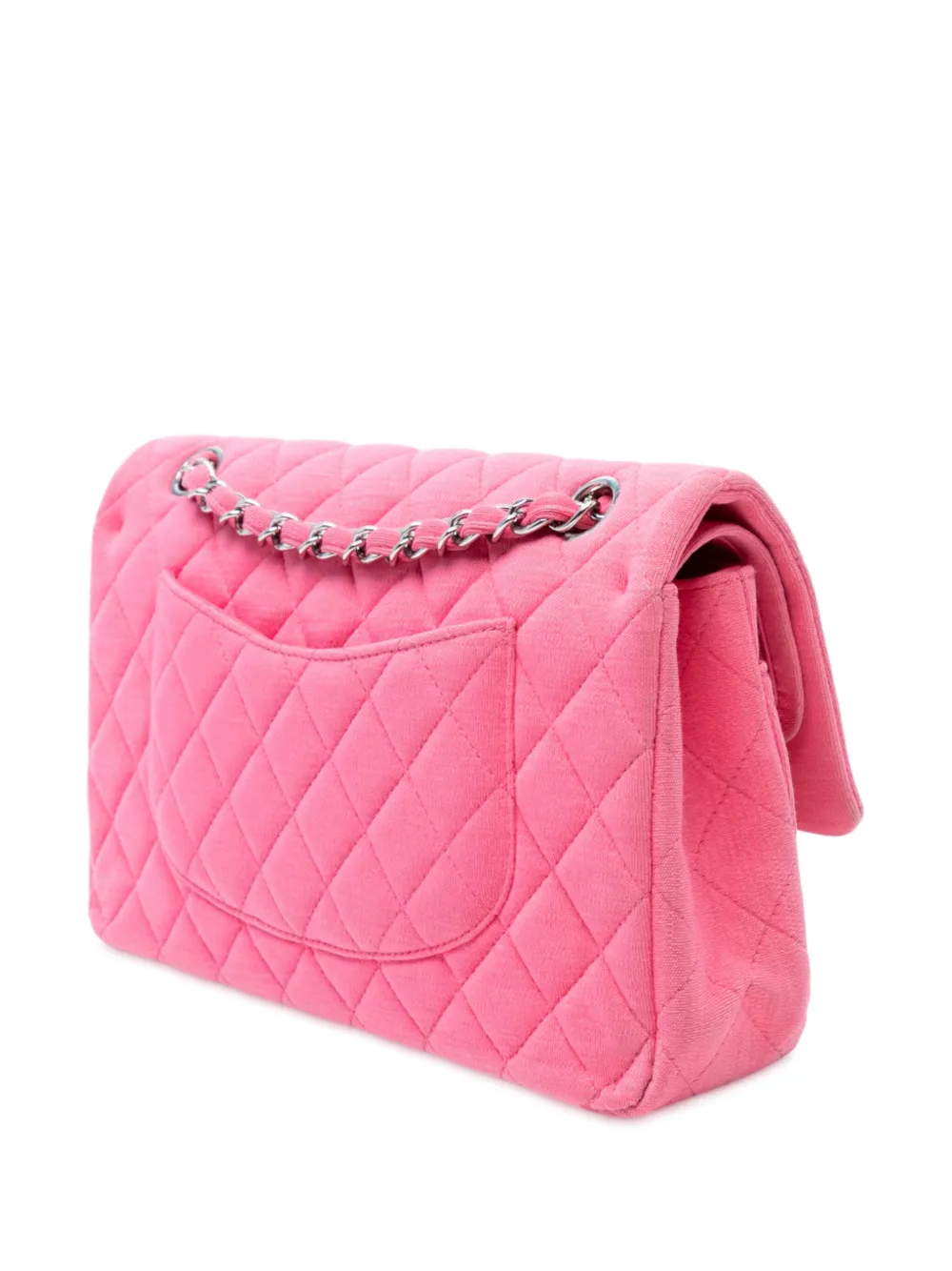 CHANEL Pre-owned 2014 Medium Classic Jersey Double Flap Shoulder Bag In Pink