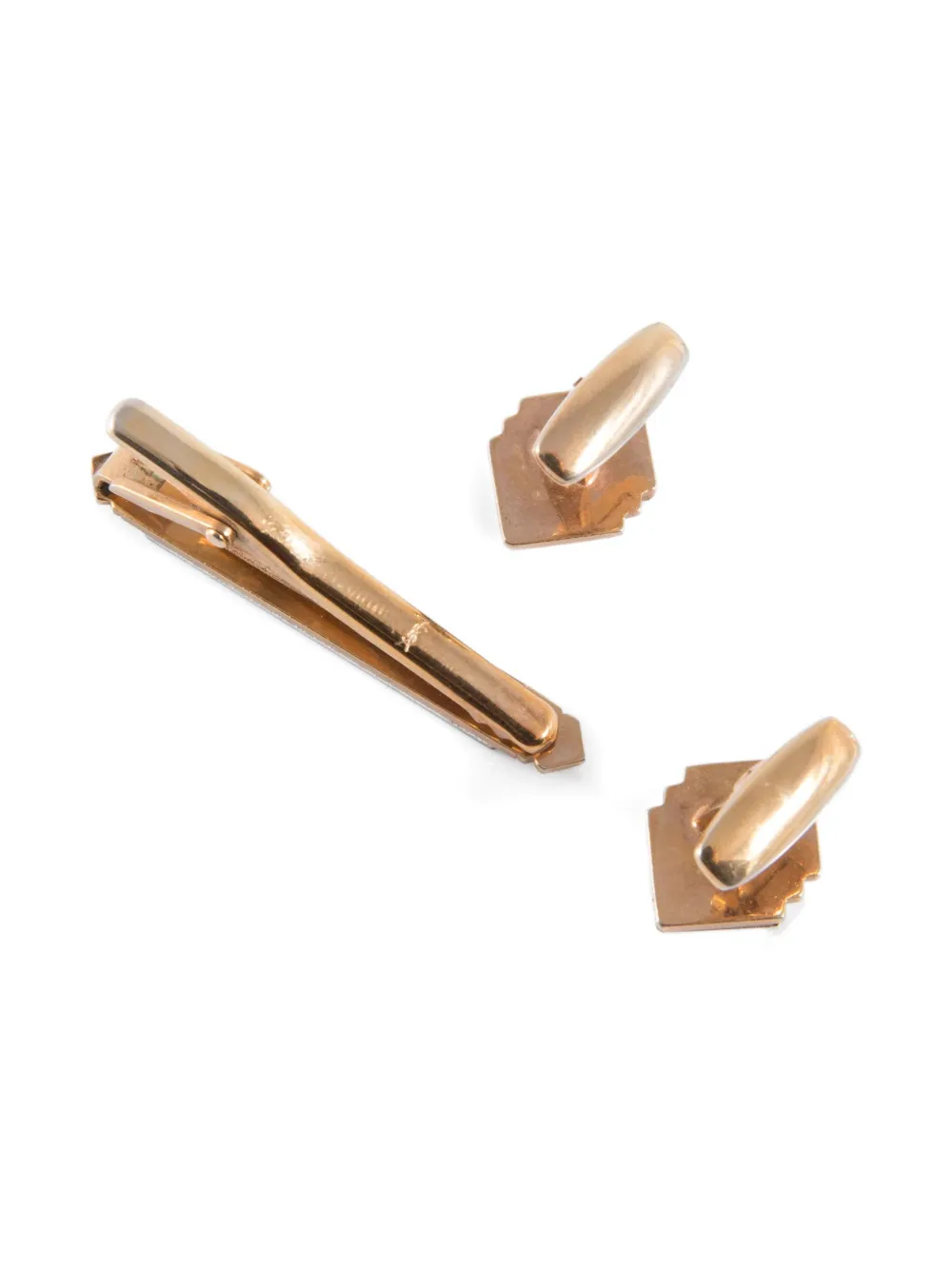 SAINT LAURENT Pre-owned 1990s Cassandre Logo Cufflinks And Tie Clip Set In Gold