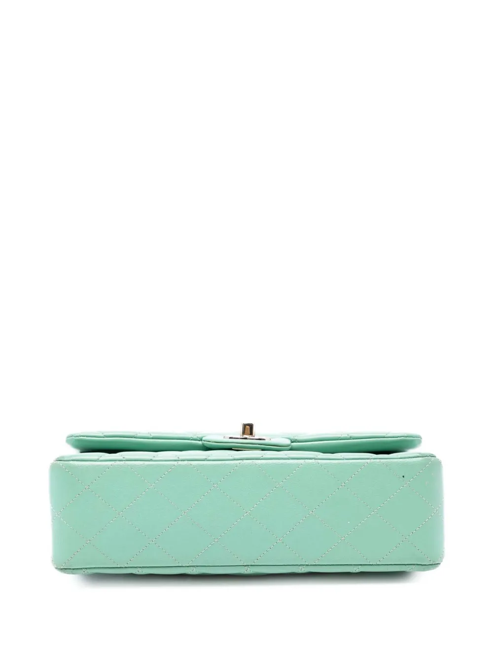 Pre-owned Chanel 2020 Small Classic Lambskin Double Flap Shoulder Bag In Green