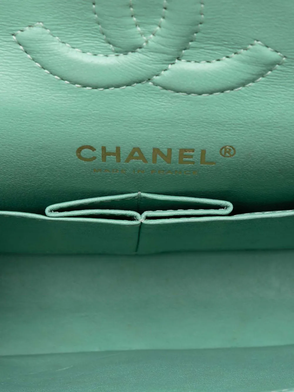 Pre-owned Chanel 2020 Small Classic Lambskin Double Flap Shoulder Bag In Green
