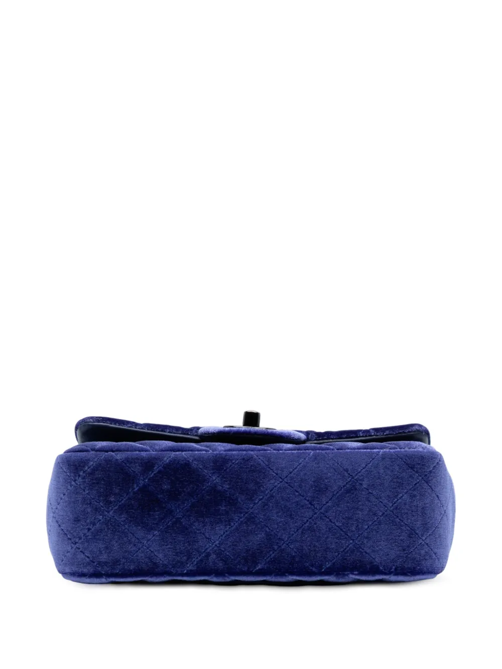 Pre-owned Chanel 2014-2015 Mini Rectangular Classic Velvet Single Flap Crossbody Bag In Blue