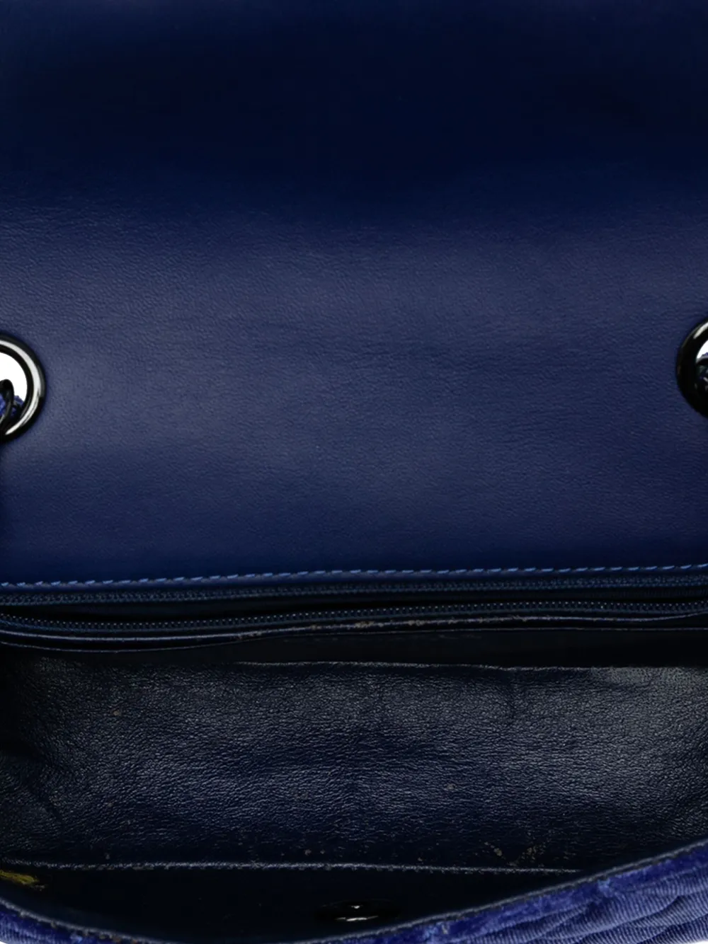 Pre-owned Chanel 2014-2015 Mini Rectangular Classic Velvet Single Flap Crossbody Bag In Blue