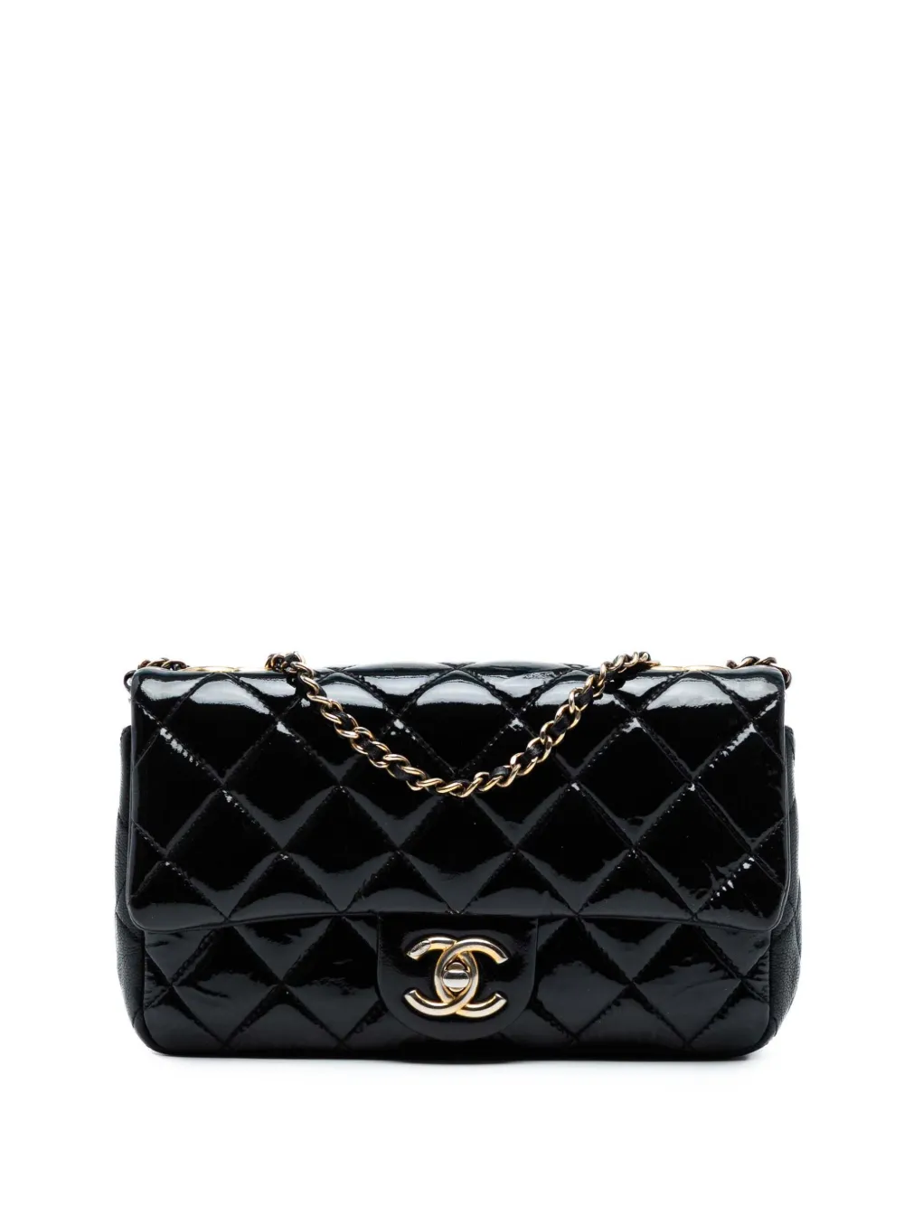 Pre-owned Chanel 2015-2016 Paris-salzburg Small Patent And Goatskin Cc Eyelet Flap Crossbody Bag In Blue