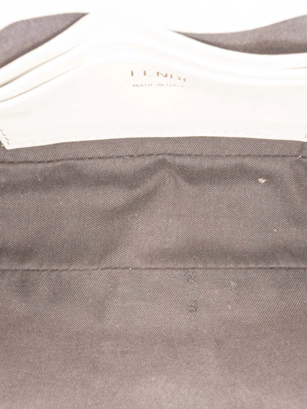 Pre-owned Fendi 2010-2025 Mini Zucca Embossed Leather Baguette Satchel In White