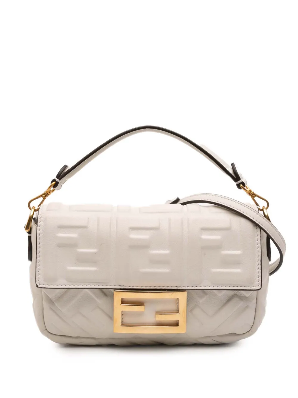 Fendi Pre-Owned 2010-2025 Mini Zucca Embossed Leather Baguette satchel Fendi Pre-Owned 2010-2025 Mini Zucca Embossed Leather Baguette satchel