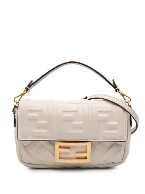 Fendi Pre-Owned bolsa satchel Baguette mini de piel con motivo Zucca en relieve 2010-2025