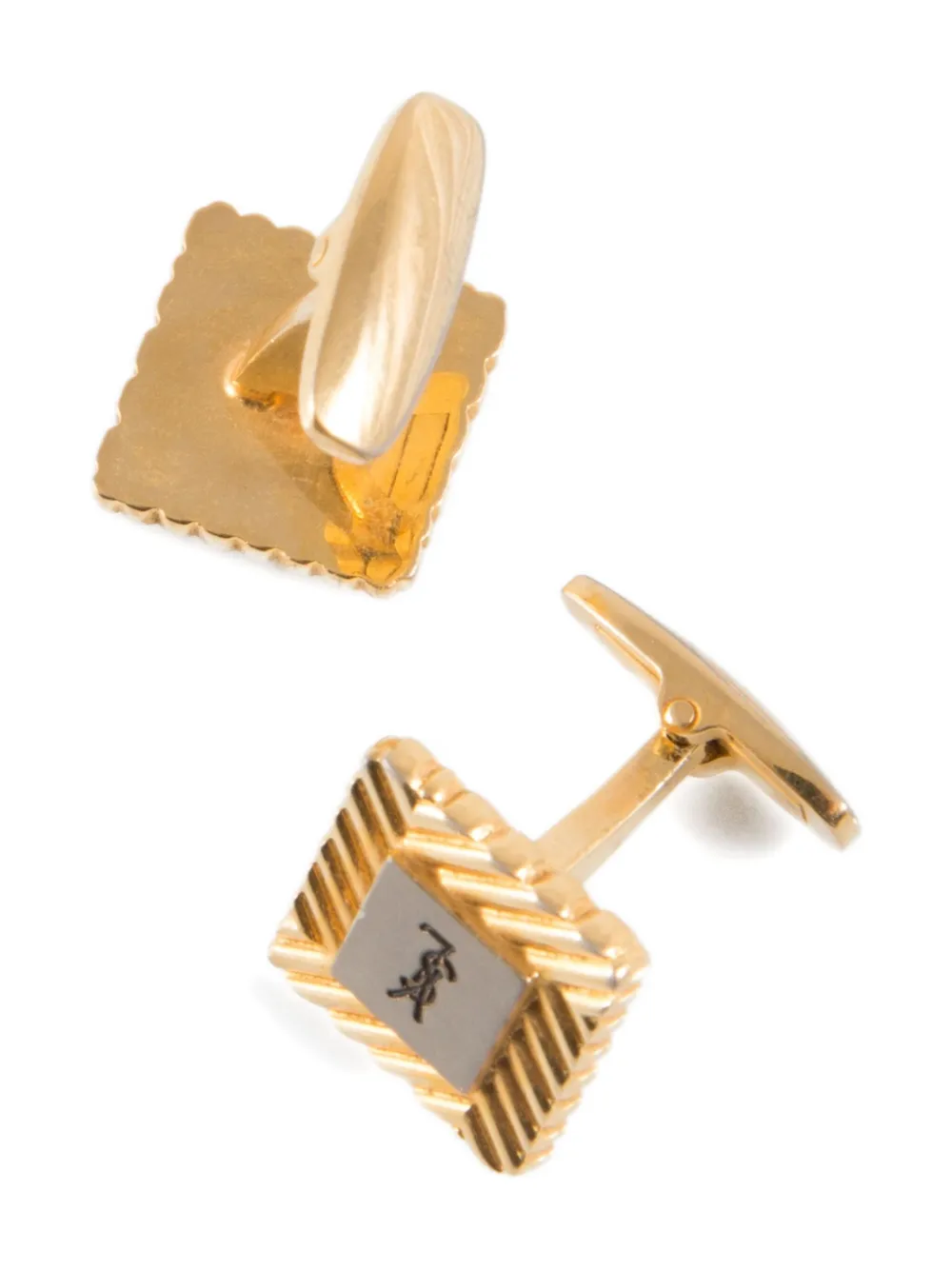 SAINT LAURENT Pre-owned 1990s Square Cuff-links In Gold