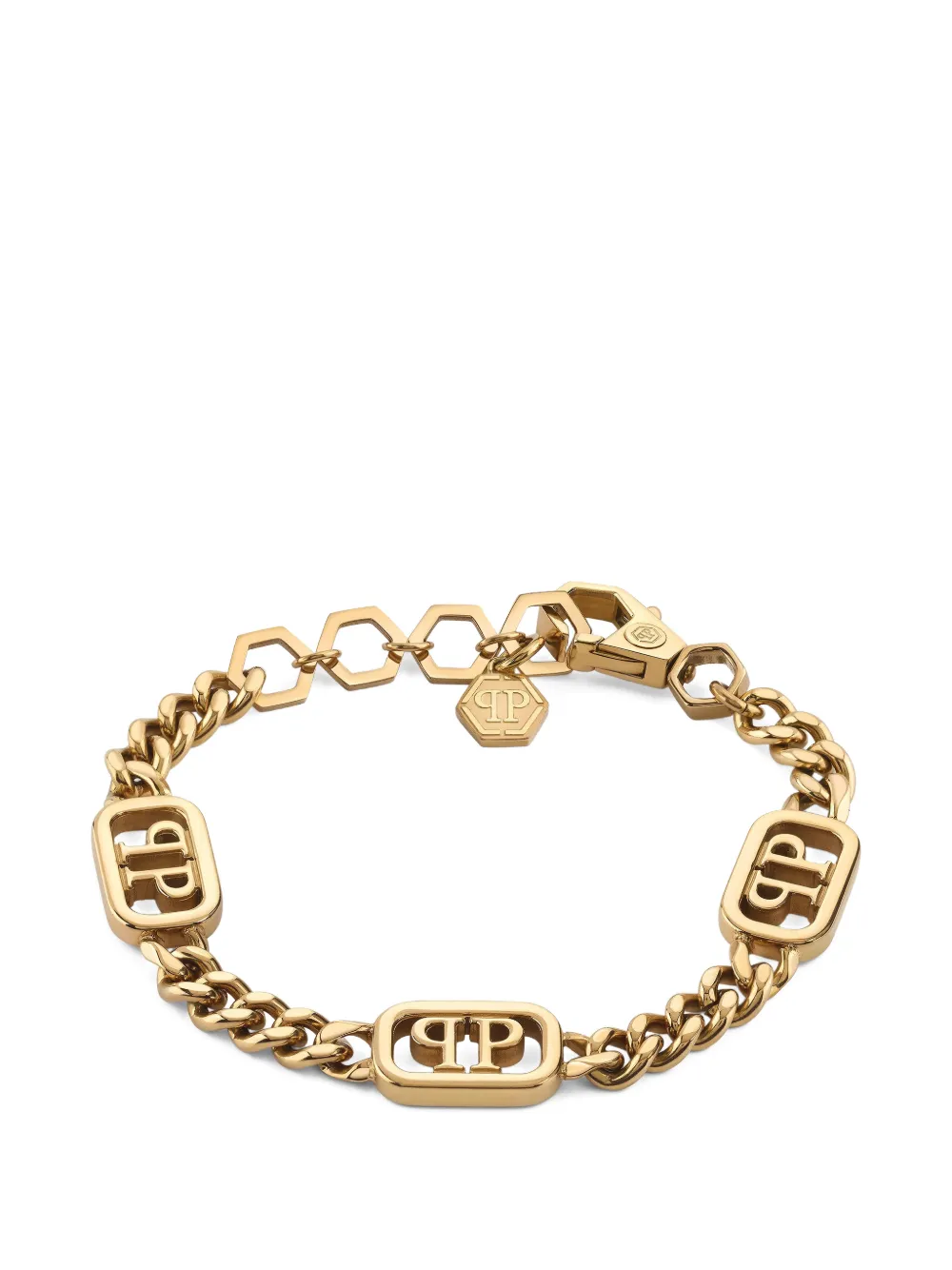 Philipp Plein Plein Lettering chain bracelet - Oro