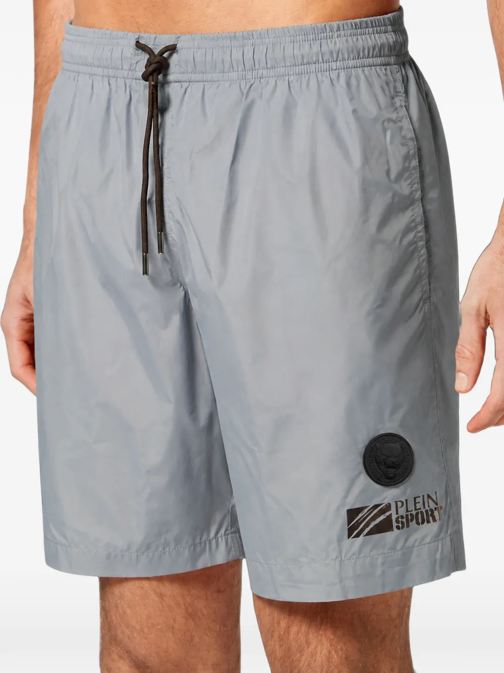 Plein Sport logo-patch drawstring swim shorts Blauw