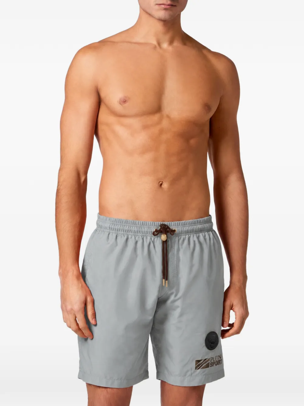 Plein Sport logo-patch drawstring swim shorts Blauw