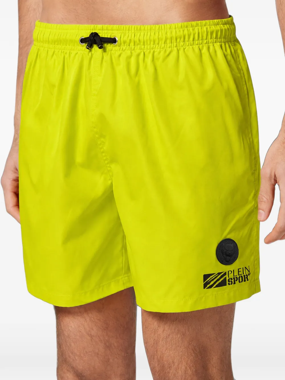 Plein Sport logo-patch drawstring swimming shorts Geel