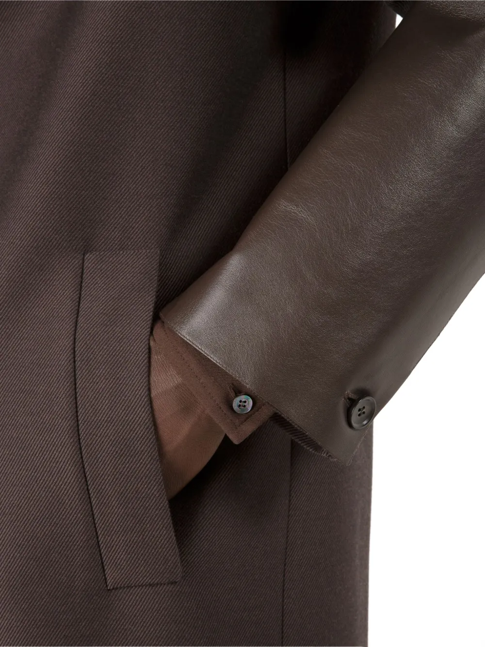 Bally Leather-panelled Coat In Brown