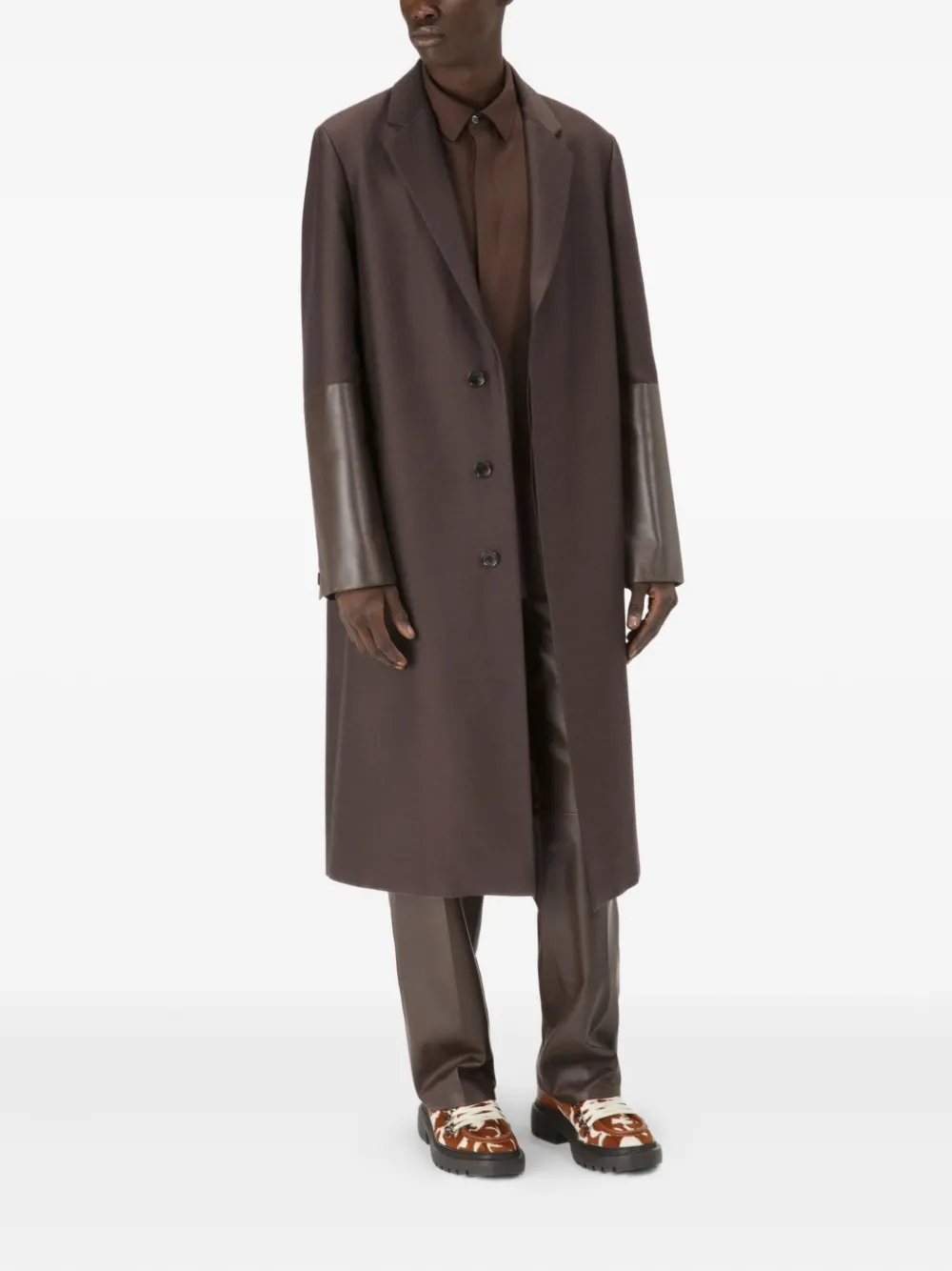 Bally Leather-panelled Coat In Brown
