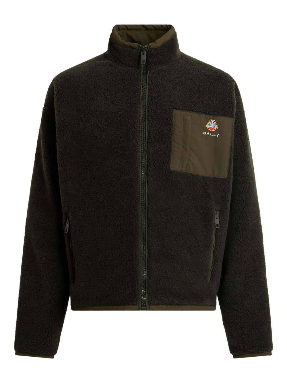 Bally crest-motif zip-up sweatshirt | Green | Image 1