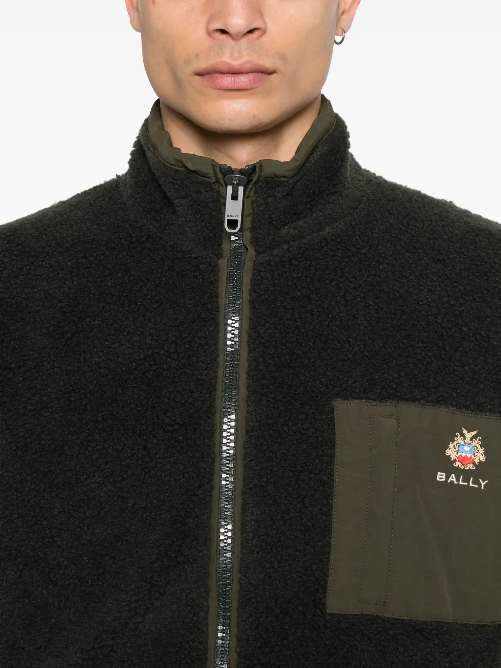 Bally Sweater met wapenschild patroon en rits Groen