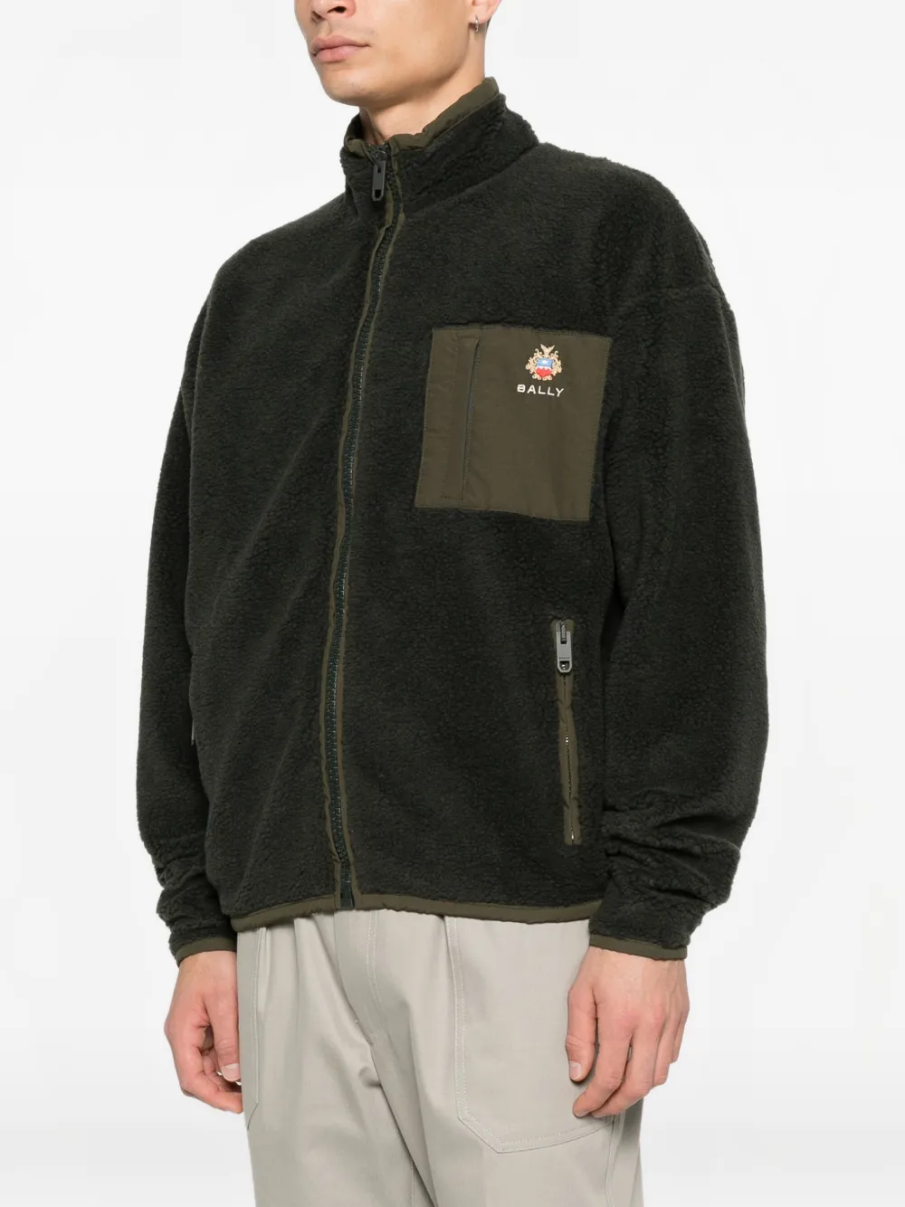 Bally Sweater met wapenschild patroon en rits Groen