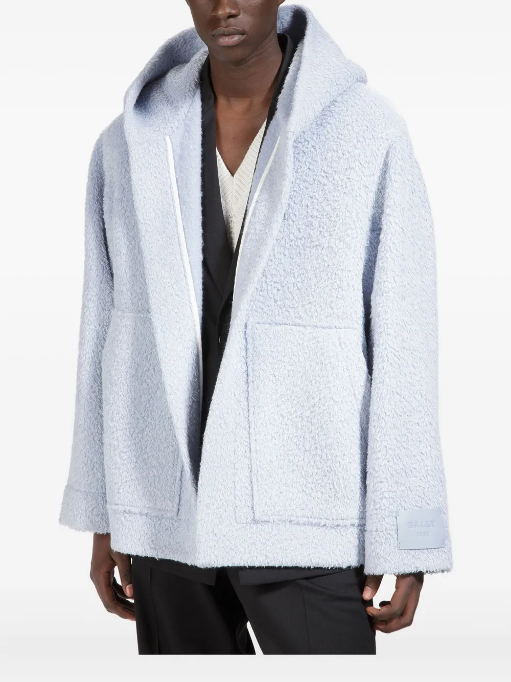 Bally Brushed Hooded Jacket In Blue