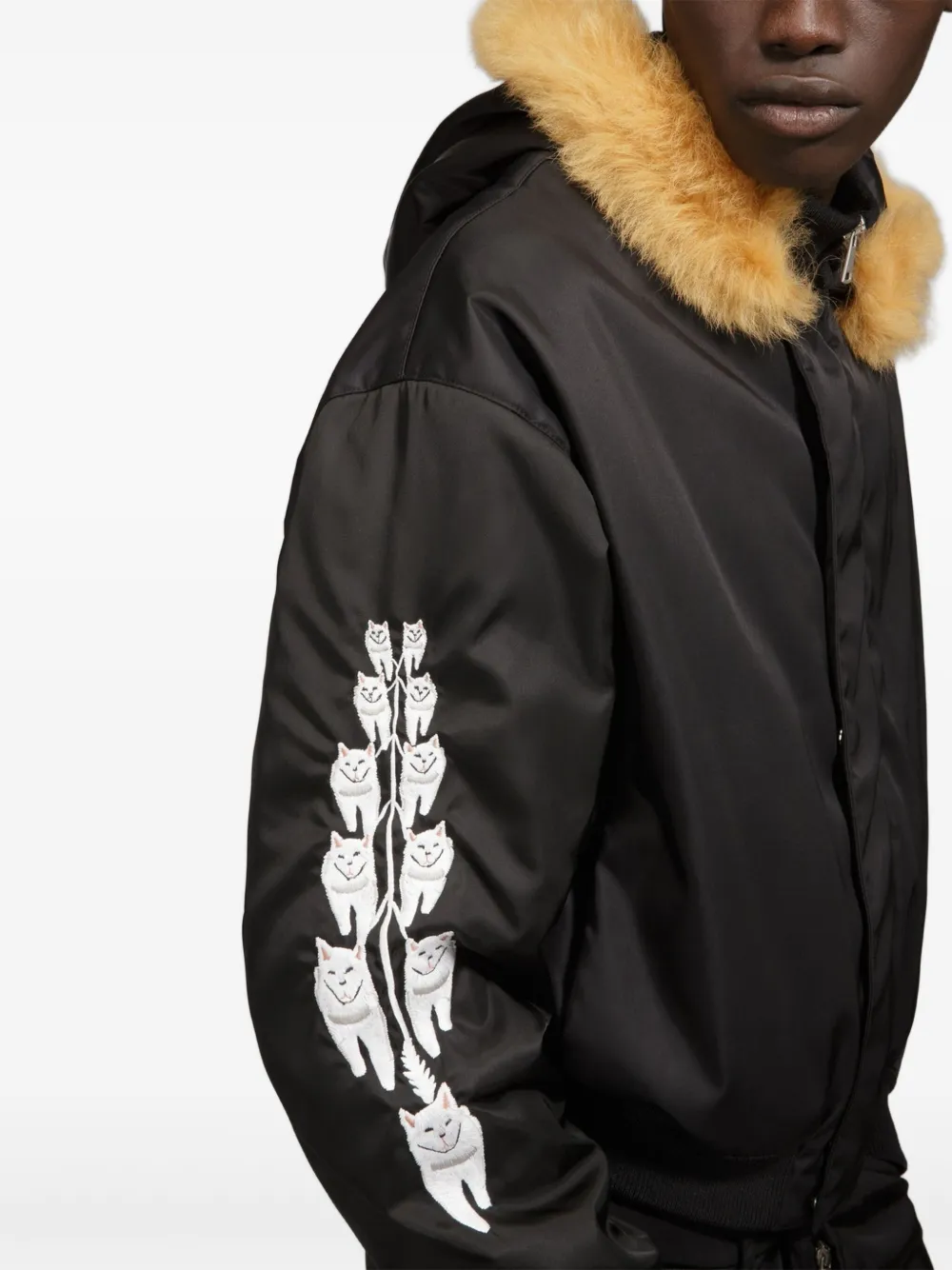 Bally Curling Hooded Bomber Jacket In Black