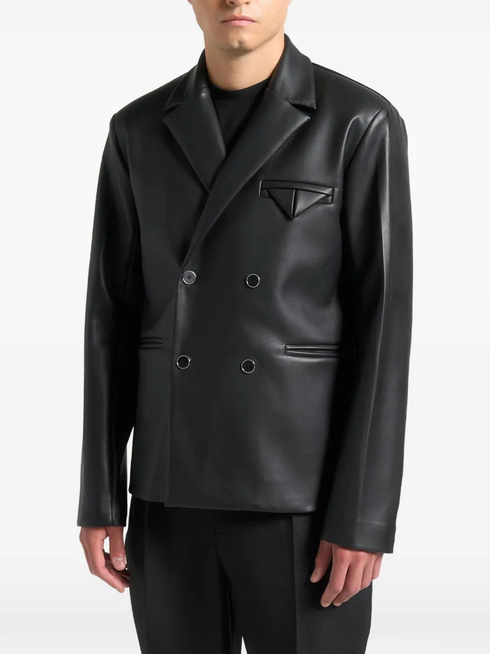 Manière De Voir double-breasted leather blazer - Nero