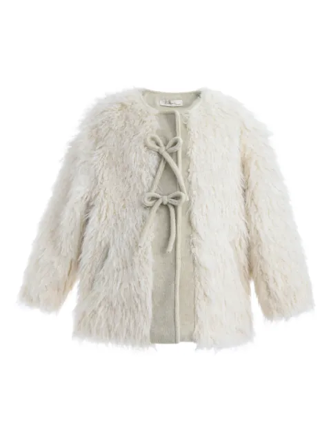 Tulleen faux-fur bow-detail coat