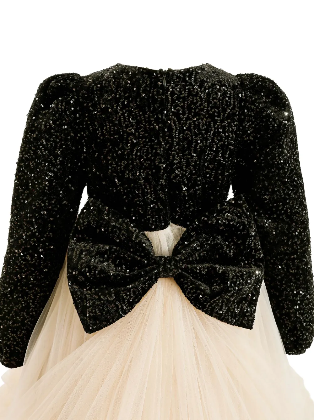 Tulleen Jurk met strikdetail Beige