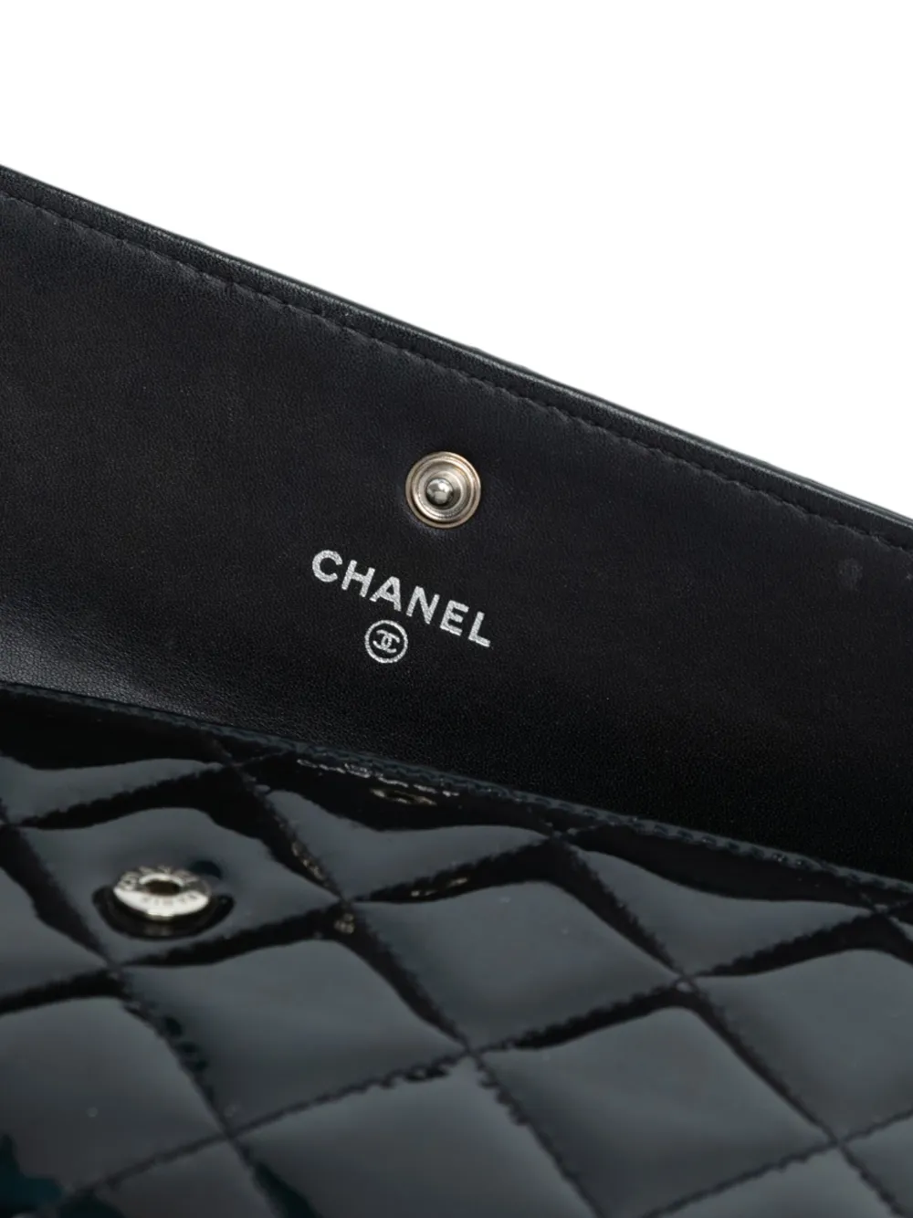 Pre-owned Chanel 2013-2014 Large Cc Quilted Patent Flap Wallet Long Wallets In Black