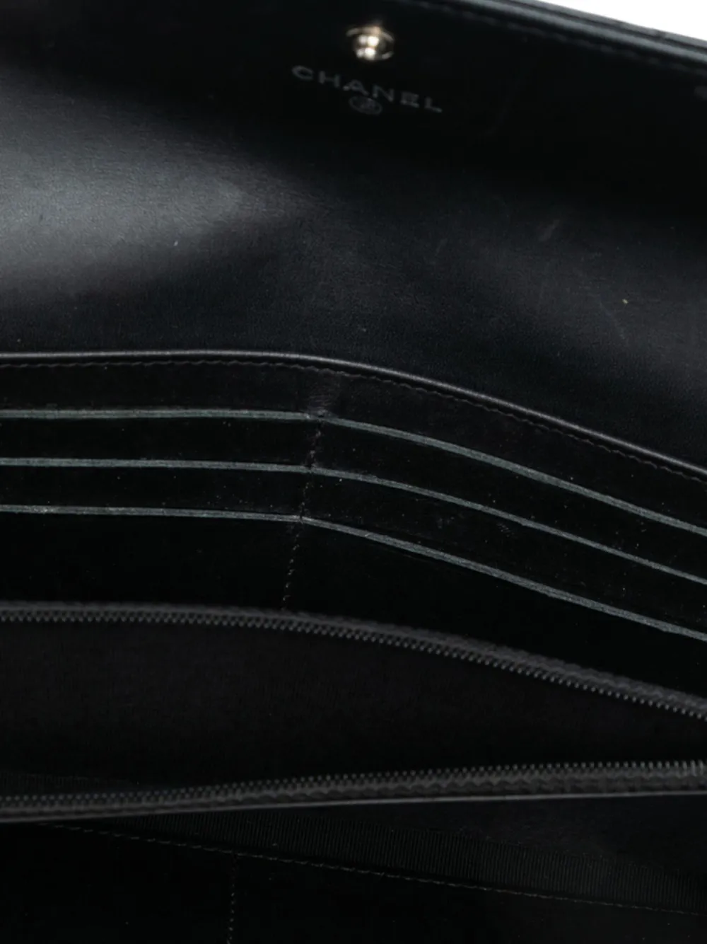 Pre-owned Chanel 2013-2014 Large Cc Quilted Patent Flap Wallet Long Wallets In Black