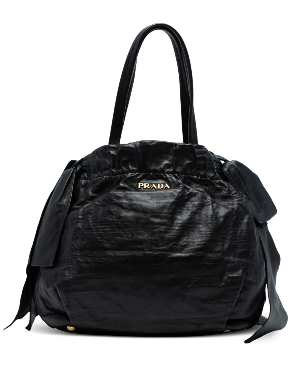 Prada Pre-Owned 2000-2025 Nappa Antique Bow satchel - ブラック Prada Pre-Owned 2000-2025 Nappa Antique Bow satchel - ブラック