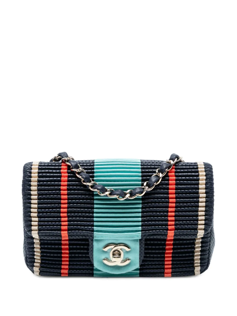 CHANEL Pre-Owned 2019 New Mini Coco Pleats Perforated Calfskin Single CHANEL Pre-Owned 2019 New Mini Coco Pleats Perforated Calfskin Single