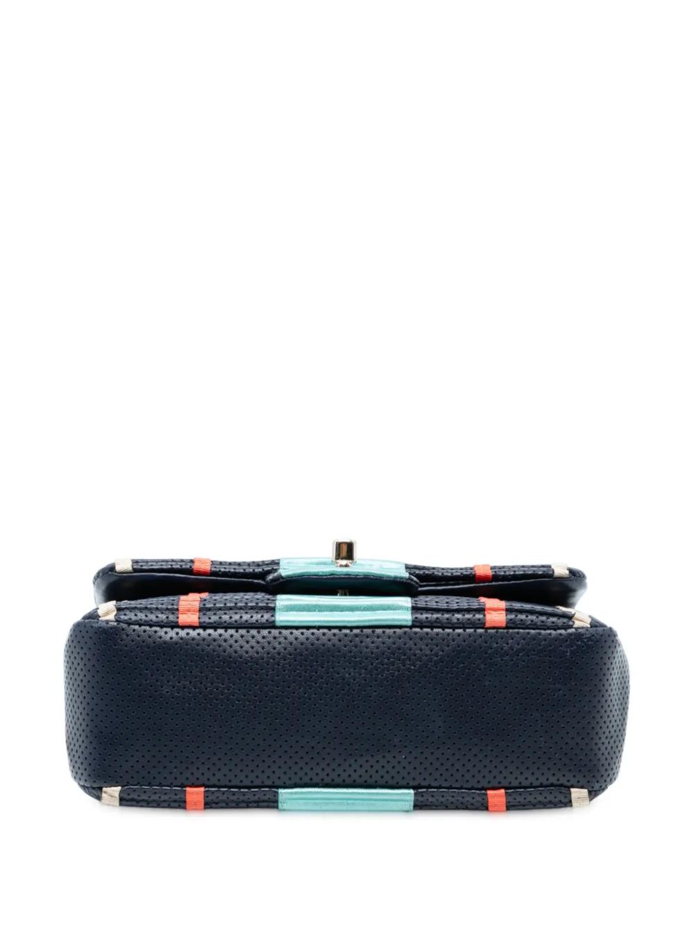 Pre-owned Chanel 2019 New Mini Coco Pleats Perforated Calfskin Single Flap Crossbody Bag In Blue