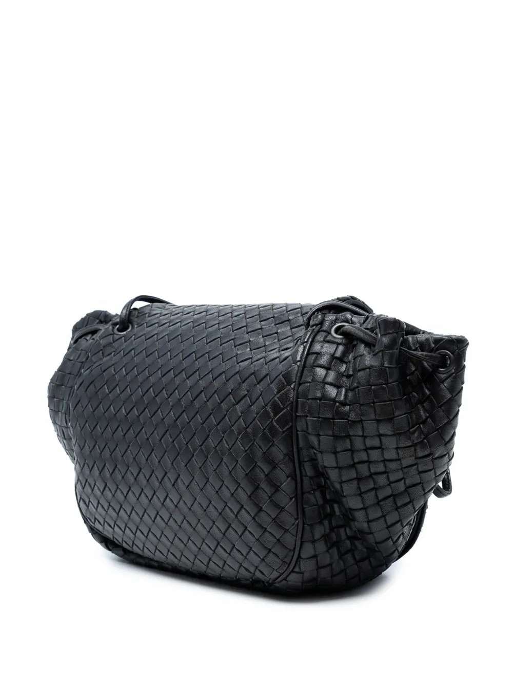 Pre-owned Bottega Veneta 2012-2025 Nappa Intrecciato Flap Crossbody Bag In Black
