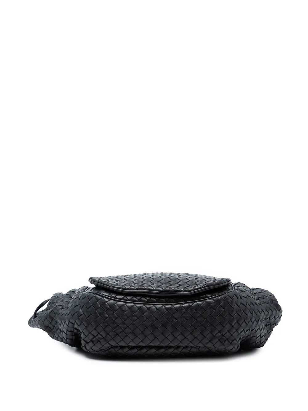 Pre-owned Bottega Veneta 2012-2025 Nappa Intrecciato Flap Crossbody Bag In Black