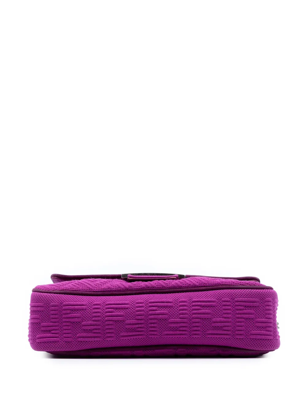Pre-owned Fendi 2010-2025 Zucca Embossed Technical Fabric Chain Midi Baguette Shoulder Bag In Purple