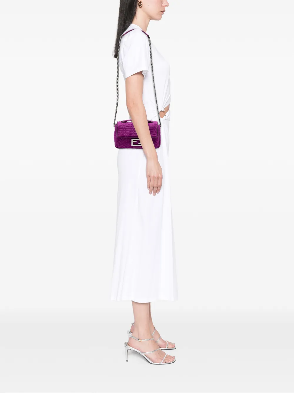 Fendi Pre-Owned 2010-2025 Zucca Embossed Technical Fabric Chain Midi Baguette shoulder bag | Pre-Owned | Image 2