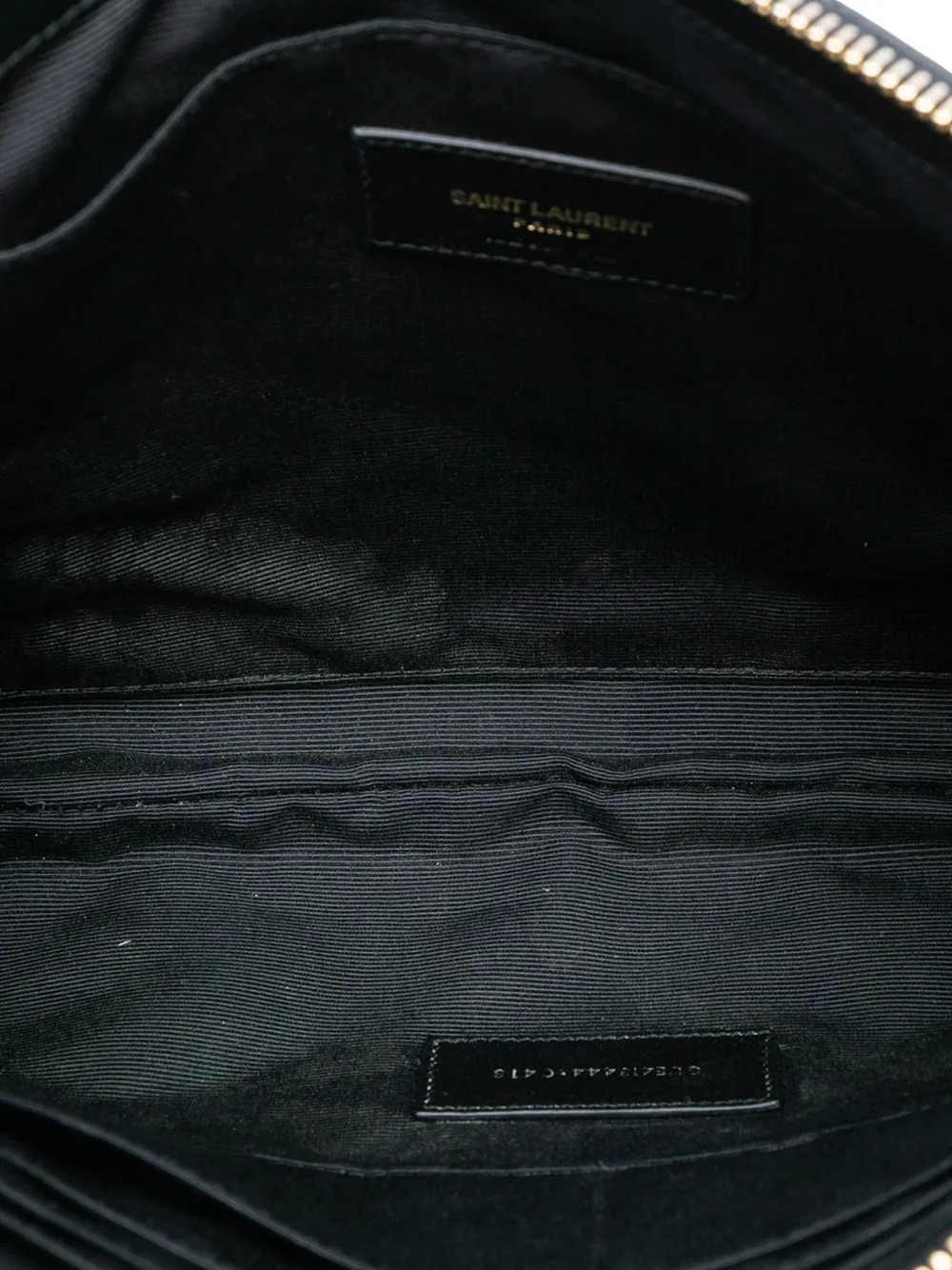 SAINT LAURENT Pre-owned 2018 Quilted Chevron Leather Monogram Document Holder Clutch Bag In Black