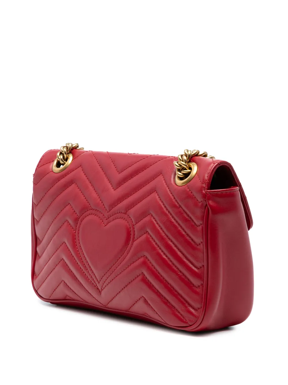 Pre-owned Gucci 2016-2025 Medium Gg Marmont Matelasse Leather Shoulder Bag In Red