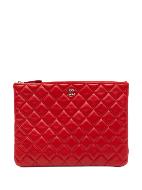 CHANEL Pre-Owned bolsa de mano O Case mediana de piel de cordero capitonada 2016-2017