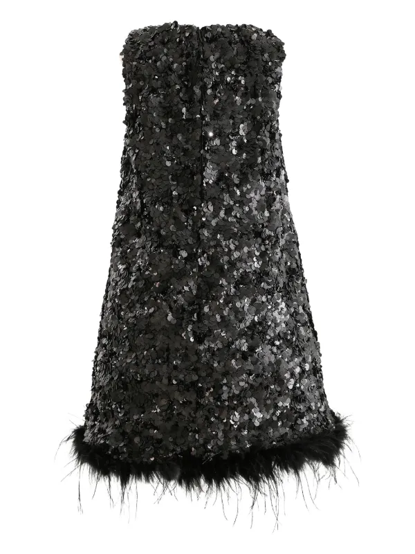 Black Sequin Feather-Hem Dress 7Y/8Y / Black Black Sequin Feather-Hem Dress 7Y/8Y / Black