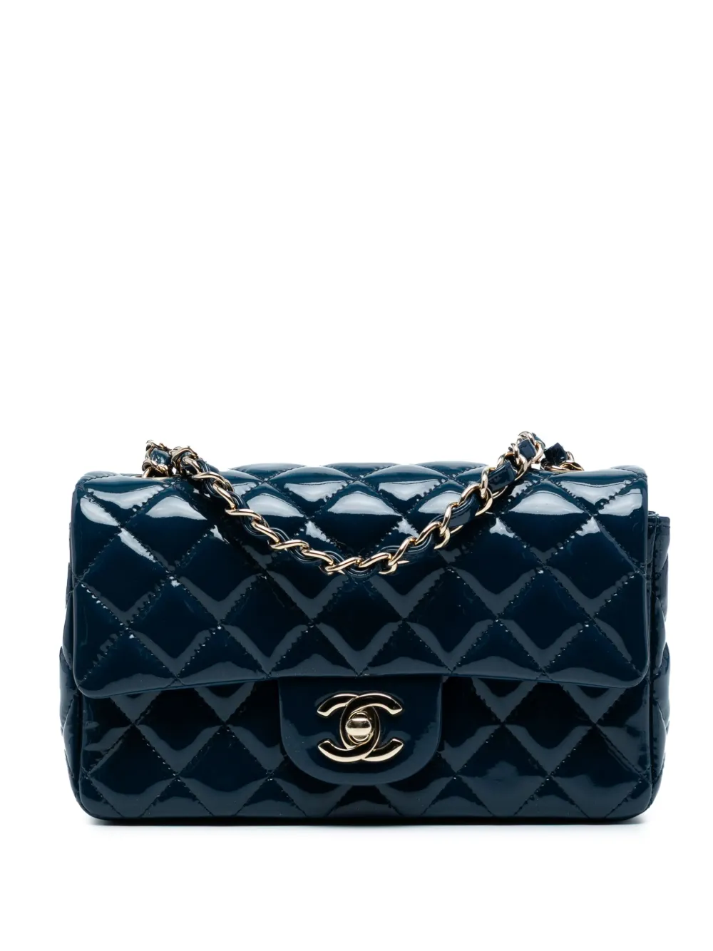 CHANEL Pre-Owned 2018 Mini Rectangular Classic Patent Single Flap CHANEL Pre-Owned 2018 Mini Rectangular Classic Patent Single Flap